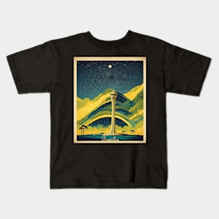 Brasilia Brazil Starry Night Vintage Tourism Travel Poster Kids T-Shirt